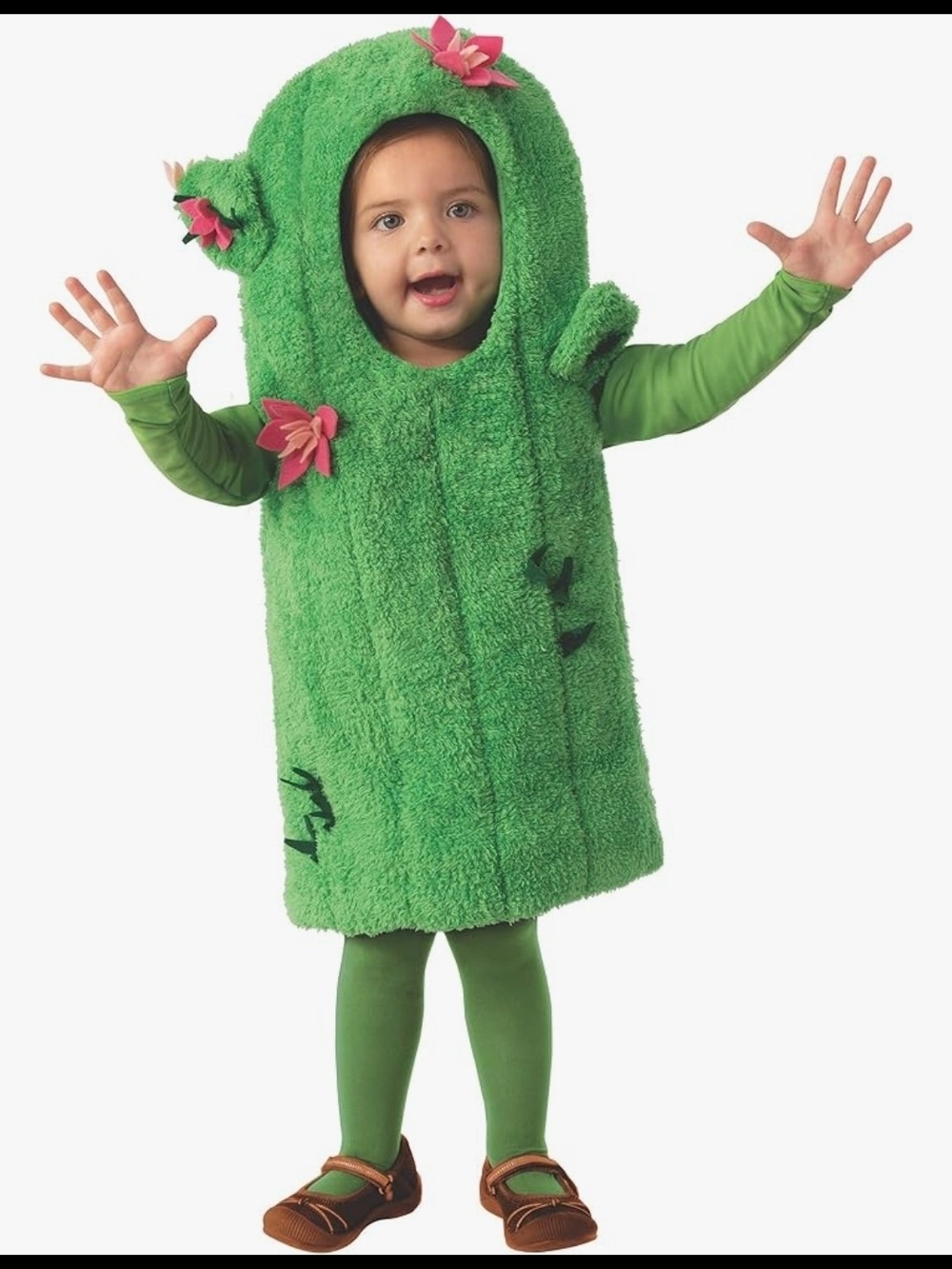 Rubie's Bright Green Plush Cactus Costume with Pink Flower Accents